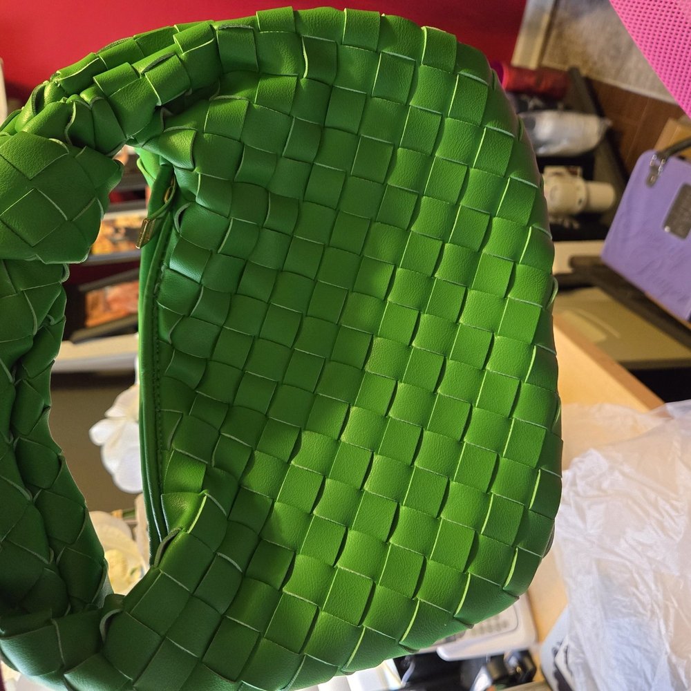 Green Woven Leather Bag